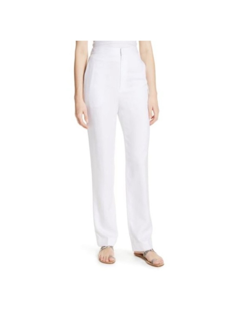 TIBI Sebastian High Rise Relaxed Fit White Pants